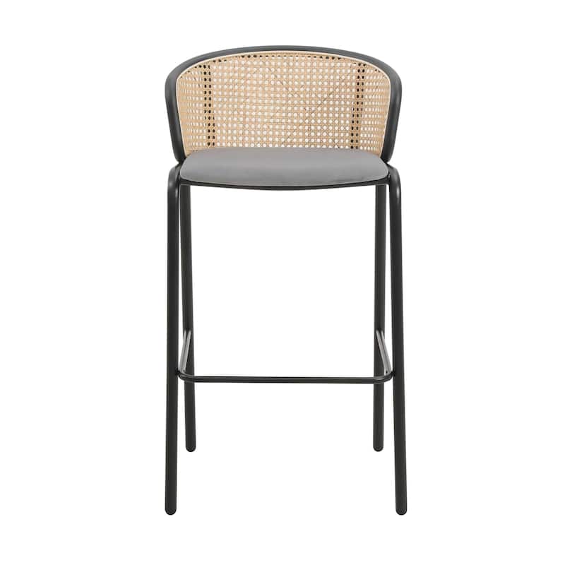 LeisureMod Ervilla Bar Stool with Black Powder Coated Steel Frame - 37"