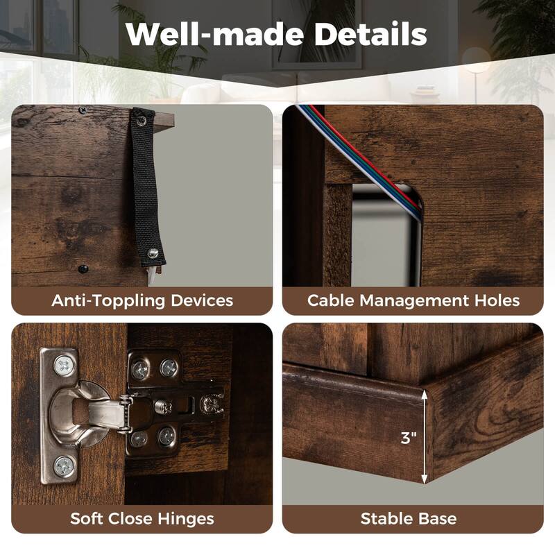Costway 58" Fireplace TV Stand with LED Lights Entertainment Center - See Details