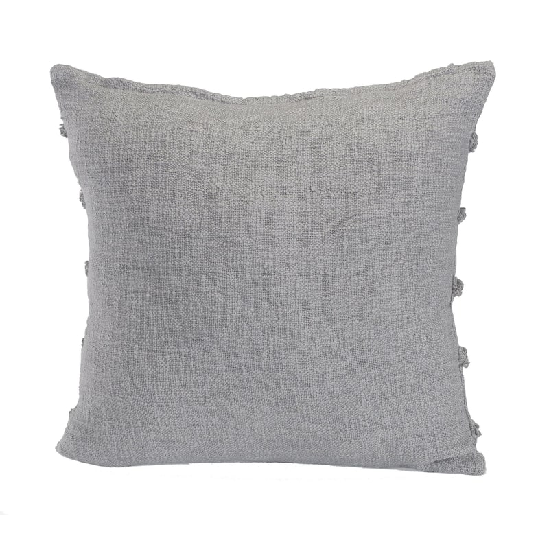 20" Gray Overtufted Solid Square Throw Pillow
