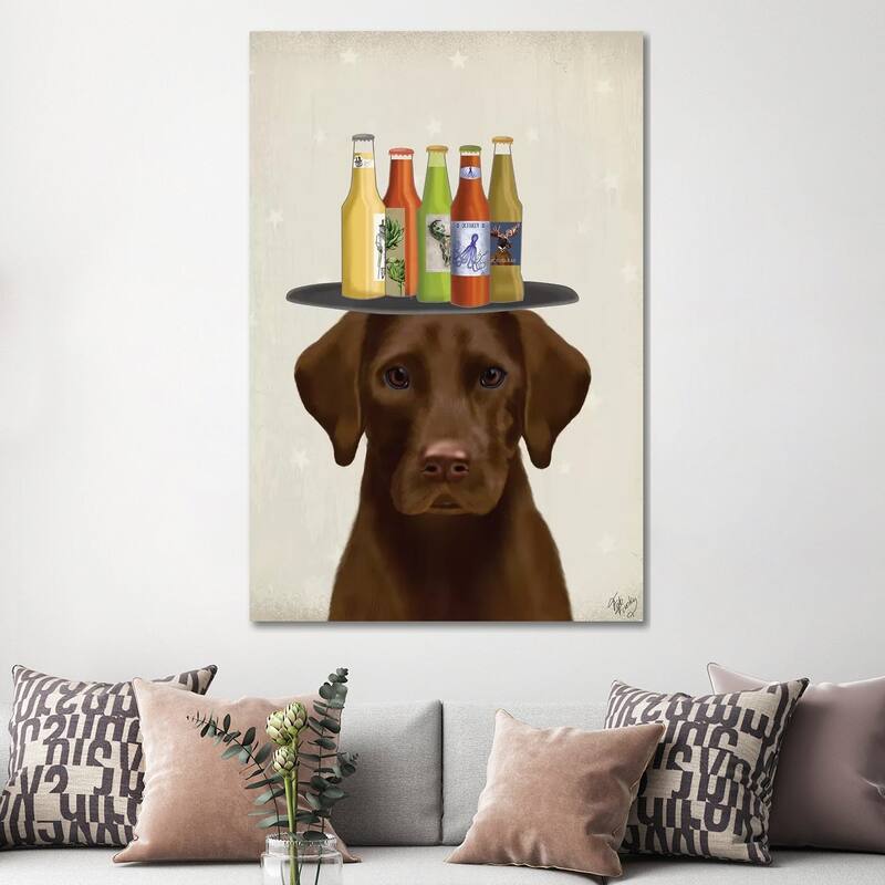 iCanvas "Labrador Chocolate Beer Lover" by Fab Funky Canvas Print