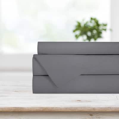 Solid 4 Piece Double Light Grey Sheet Set