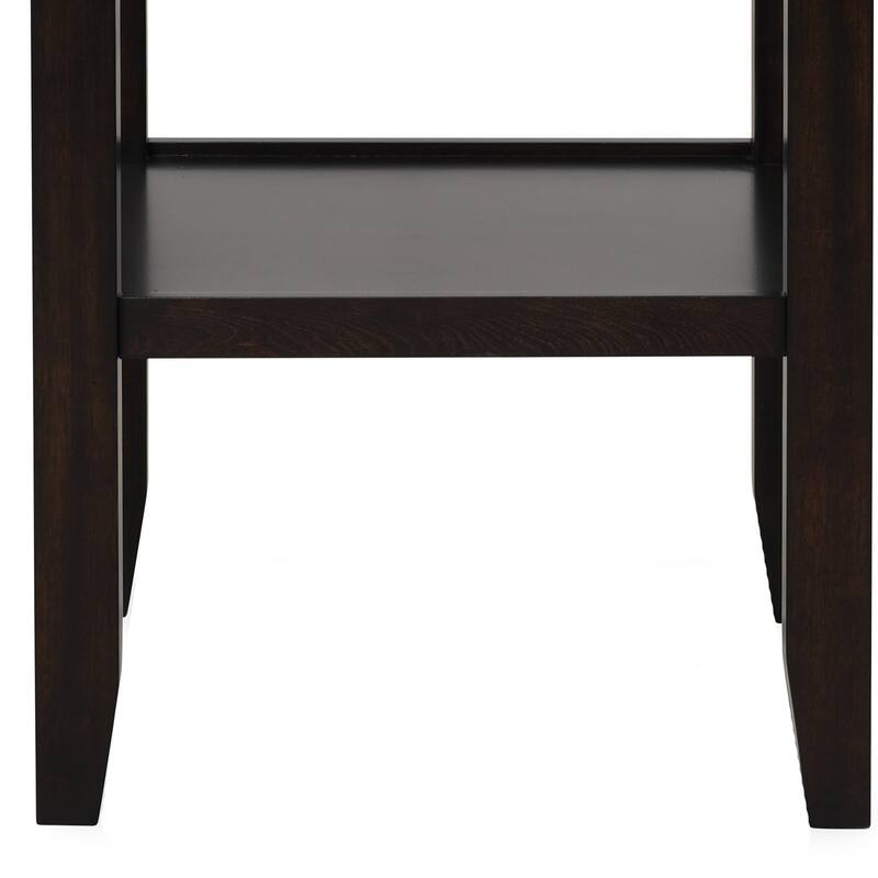 Kate 42 Inch Round Counter Table, Faux Marble Top, White, Espresso
