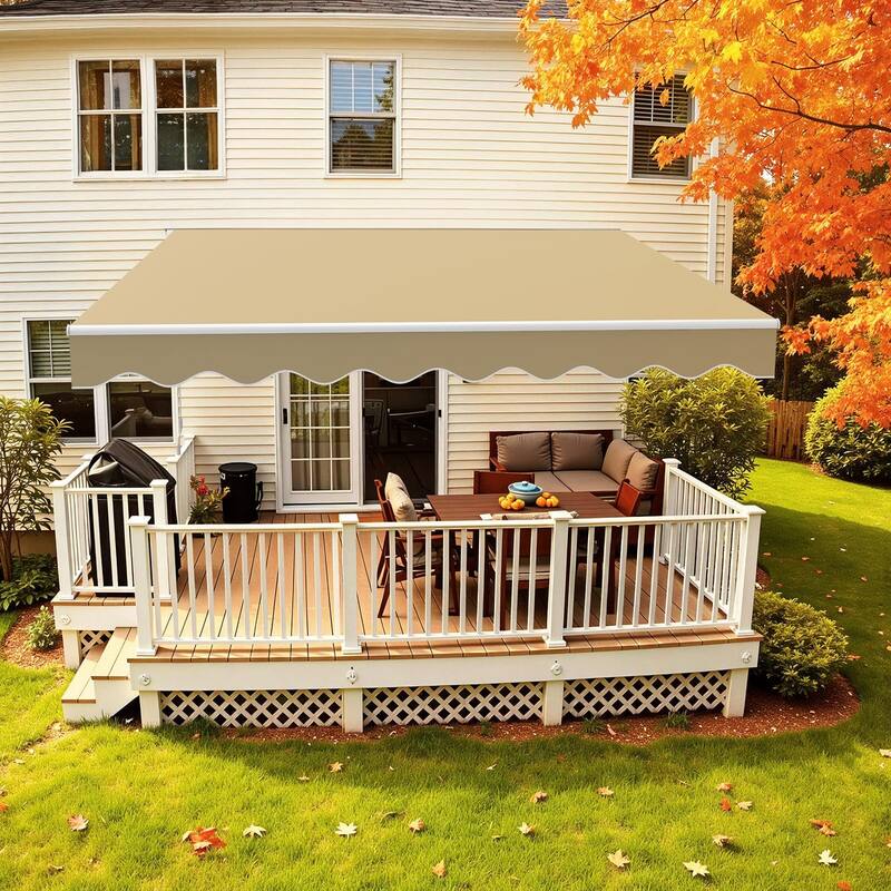 MCombo10x8Feet Manual Retractable Patio Door Window Awning Sunshade Shelter Outdoor Canopy