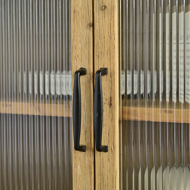 GDFStudio Evander Rectangle Wooden Cabinet with Storage Shelf and Glass Door