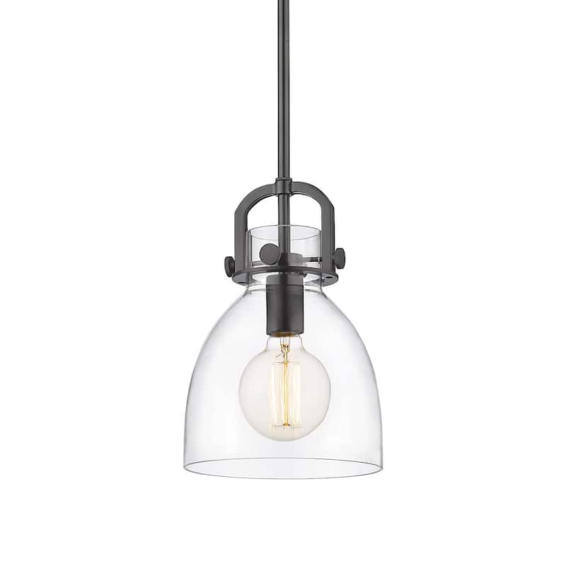 Innovations Lighting 410-1SS-12-8 Newton Bell Pendant Newton Bell 8" - Matte Black / Clear
