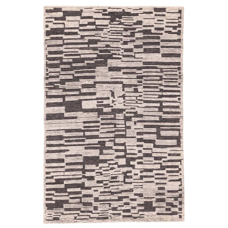 ECARPETGALLERY Hand-knotted Tangier Dark Grey Wool Rug - 5'1 x 8'0