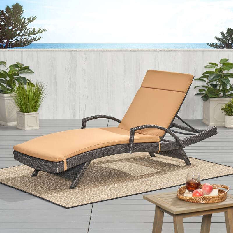 Salem Outdoor Chaise Lounge Cushion by Christopher Knight Home - Caramel