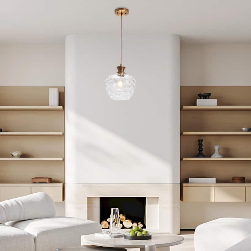 1-Light Modern Hammered clear Glass Pendant Light for Kitchen Island - N/A