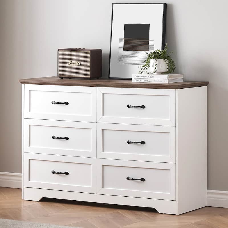 Double Dresser for Bedroom Wood Chest of Drawers