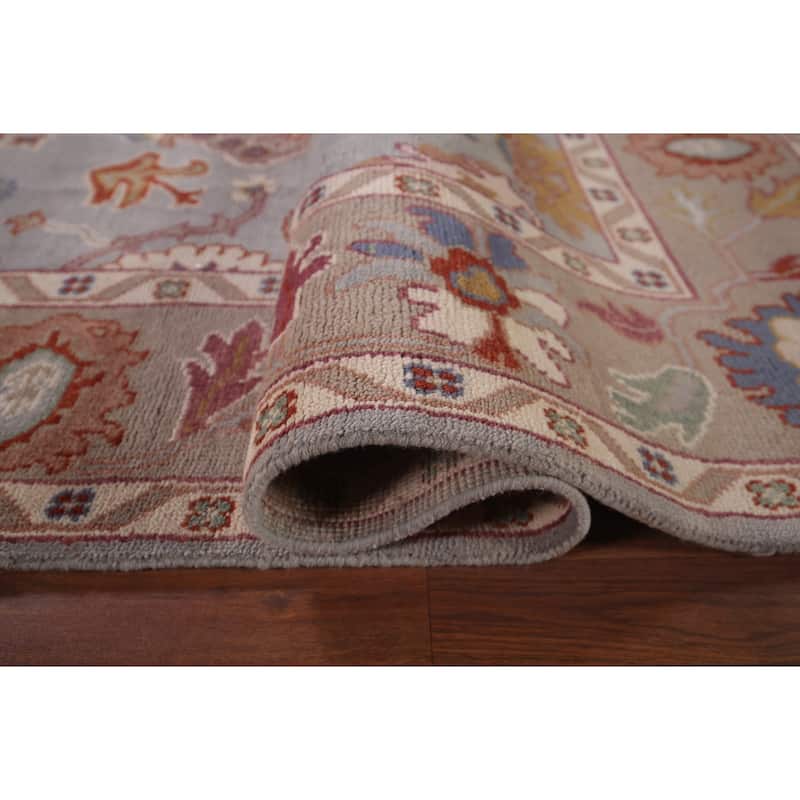 Blue Oushak Indian Area Rug Hand-Knotted Wool Carpet - 7'11"x 10'0"