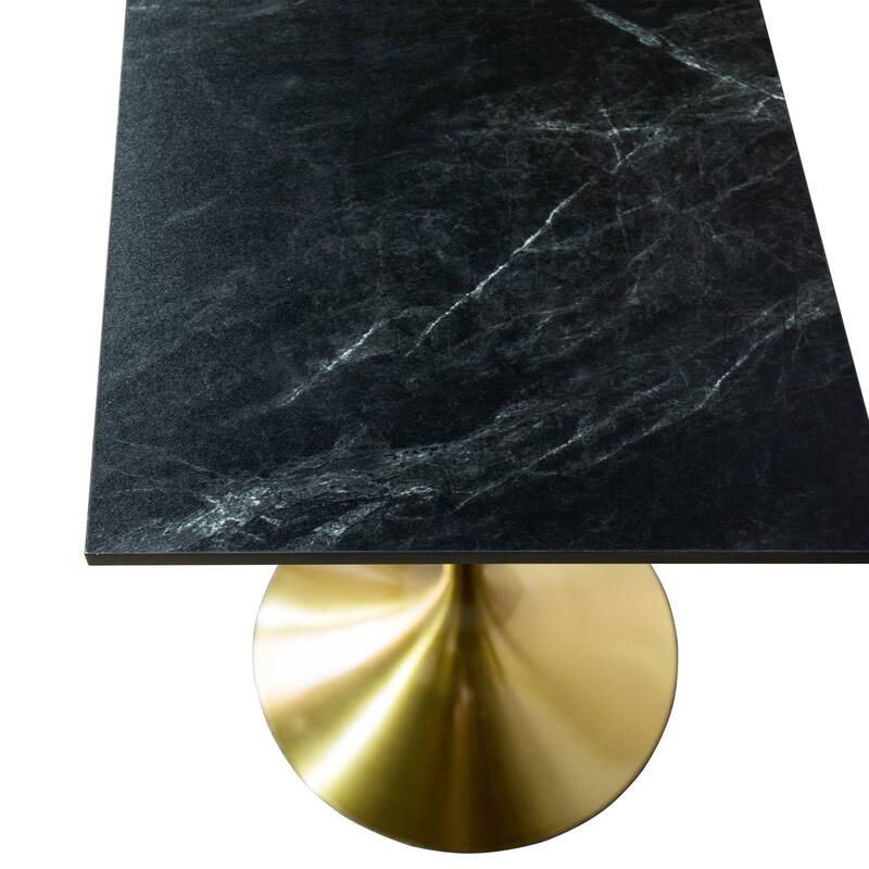 Verve 43 in. Tall Bar Height Dining Table Square MDF Wood Tabletop in Gold Stainless Steel Pedestal Base Accent Bar Table