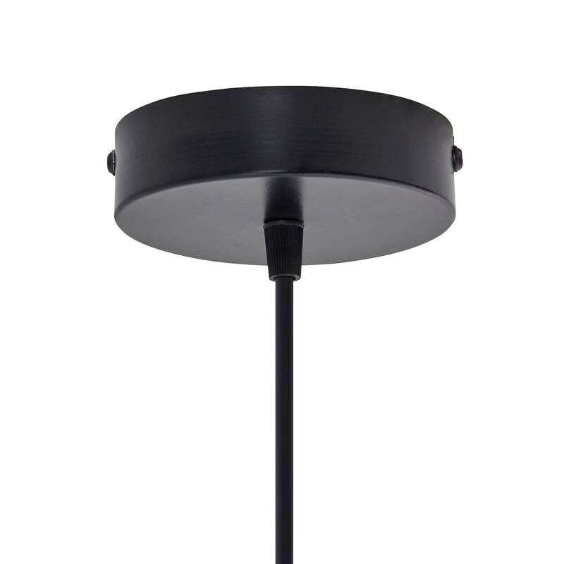 Adriana River of Goods Black Metal and White/Clear Glass 6-Inch Pendant Light with Adjustable Hanging Cord - 6" x 6" x 70.75"