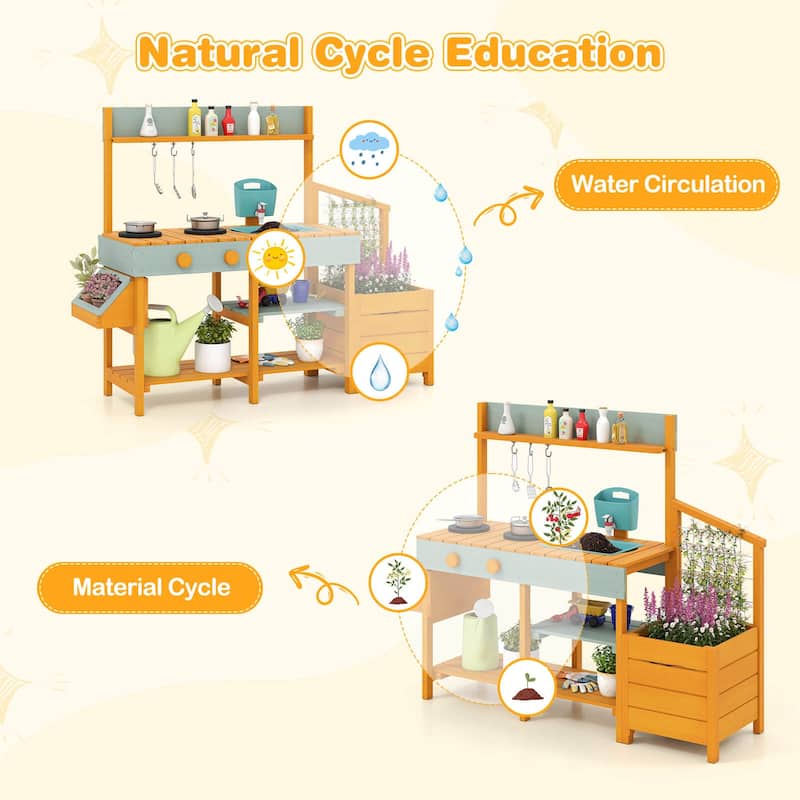 Costway Play Kitchen for Kids Wooden Toy Kitchen Playset with - See Details