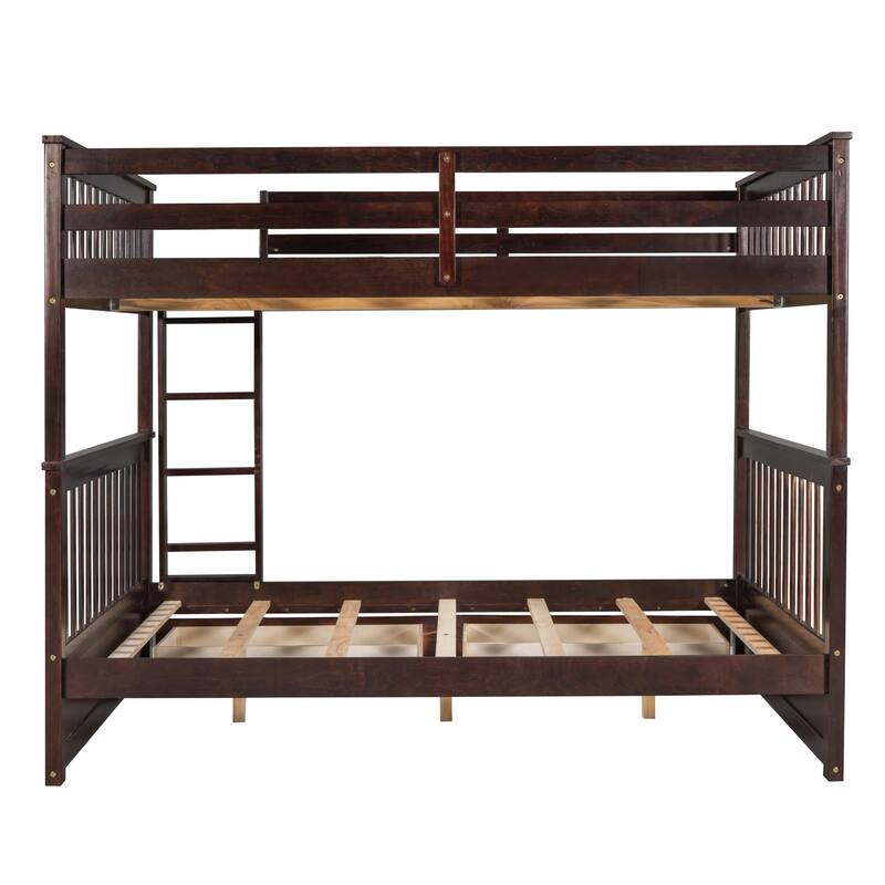 Full-Over-Full Bunk Bed with Ladders and Two Storage Drawers in Espresso