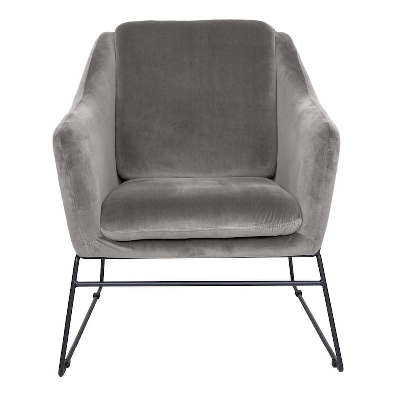 Harmony Mid-Century Modern Velvet Upholstered Accent Arm Chair with Metal Frame for Home Office Living Room & Bedroom