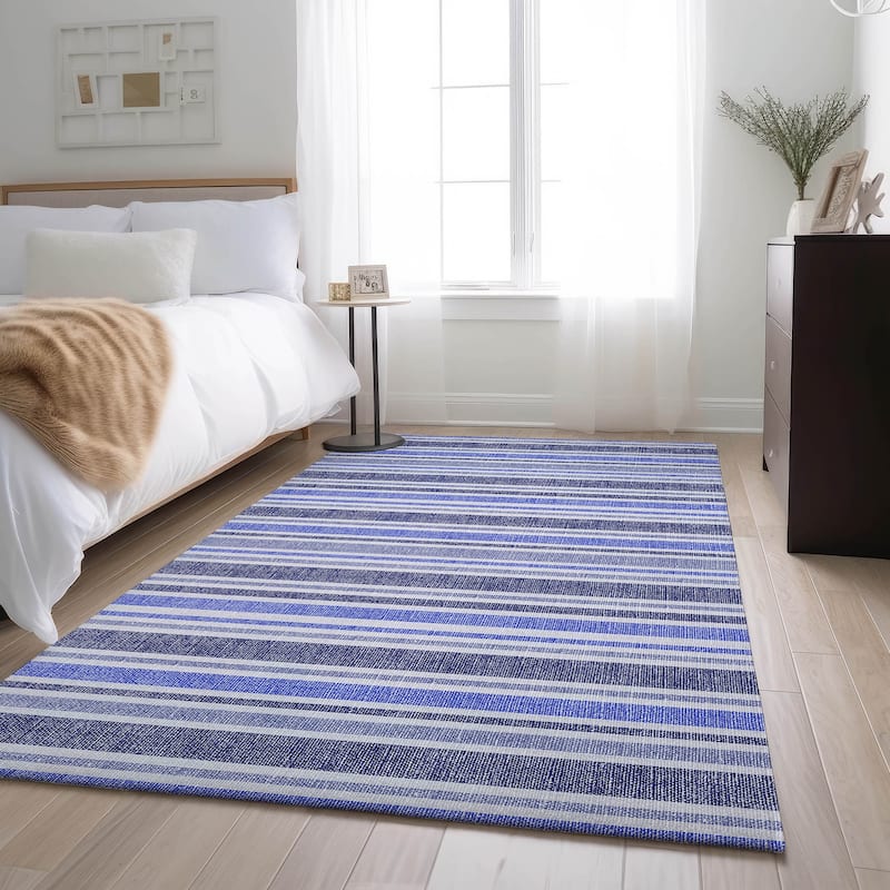 Premium Washable Super Soft Modern Cabana Stripe Mayfield Rug - Blue - 10' x 14' - Rectangle