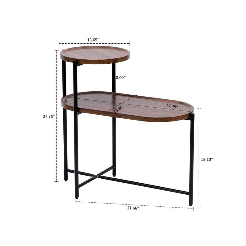 Minimalist Design Two-Tier End Table with Adjustable Foot Pads