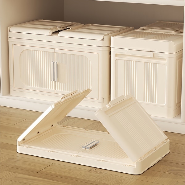 40.5 in. H Cream White Plastic Foldable Storage Bins 4-Tier