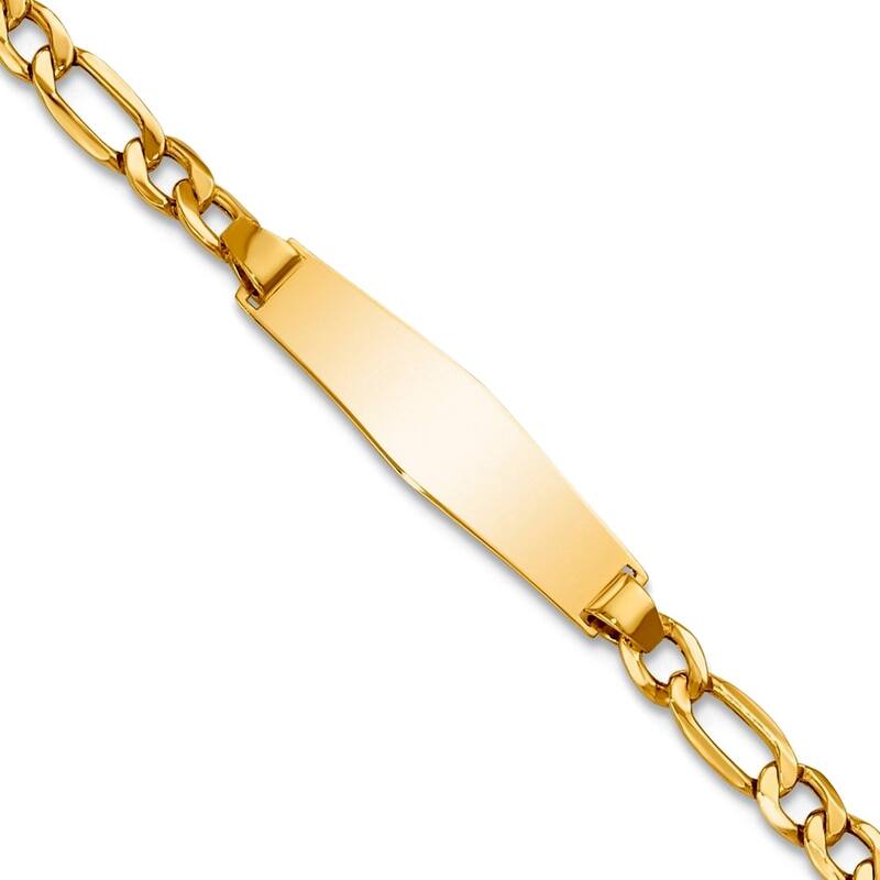 Curata 14k Yellow Gold 6" Chirldrens Engraveable Diamond Shape Figaro Link ID Bracelet