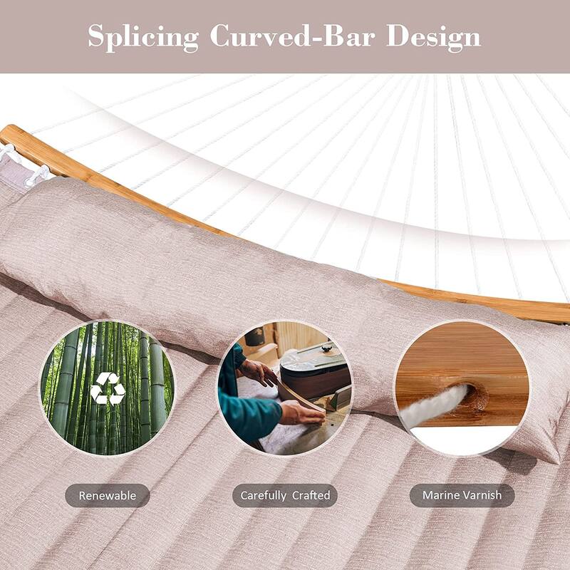 Outdoor 55 Inch 2 Person Hammock with Stand and Pillow by Suncreat