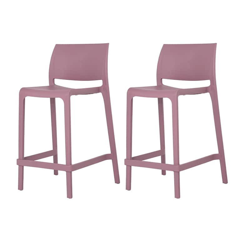 Sensilla Resin Stackable Counter-height Bar Stools, Set of 2 - Purple