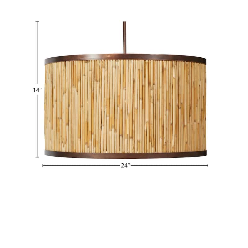 Large Bali 1-Light Chandelier, Natural - Brown
