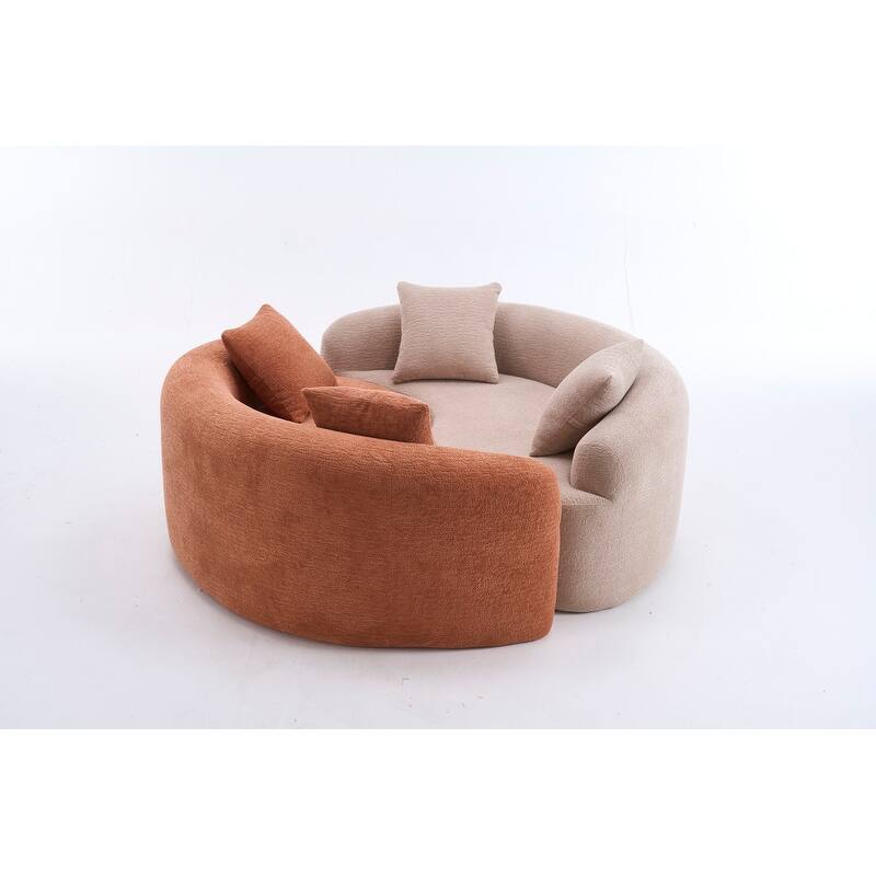 Single S-Curved Chenille Sofa Chair, No Assembly - Coral