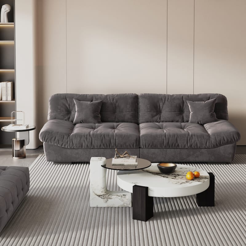 105'' Modern Sanded Velvet Cloud Loveseat Sofa Sectional Couch for Living Room