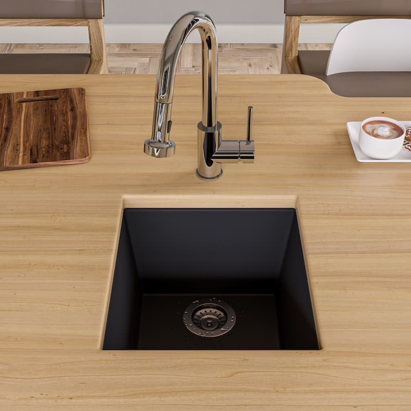Alfi Black Granite Composite 17-inch Undermount Rectangular Kitchen Prep Sink