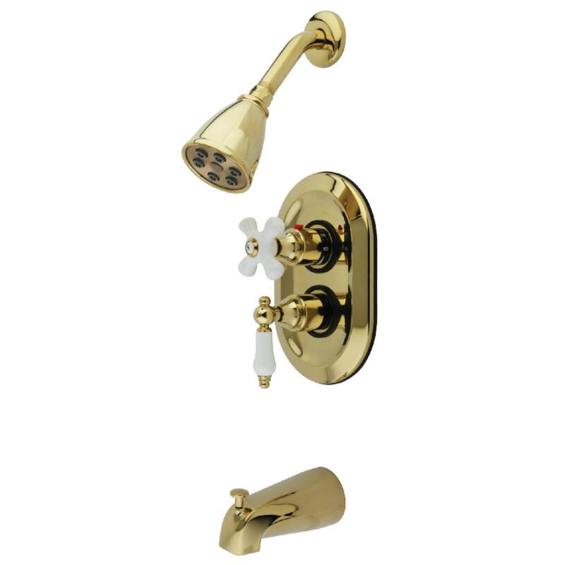 Kingston Brass Tub and Shower Trim Package with 1.8 GPM Multi Function - Polished Brass