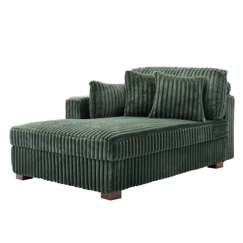 42" W Plush Corduroy Upholstered Chaise Lounge Sleeper for Living