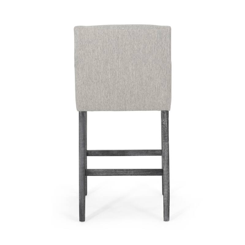 Roomfitters Upholstered 30.5 Inch Counter Stools with Armrests and H-Frame Base, Light Gray