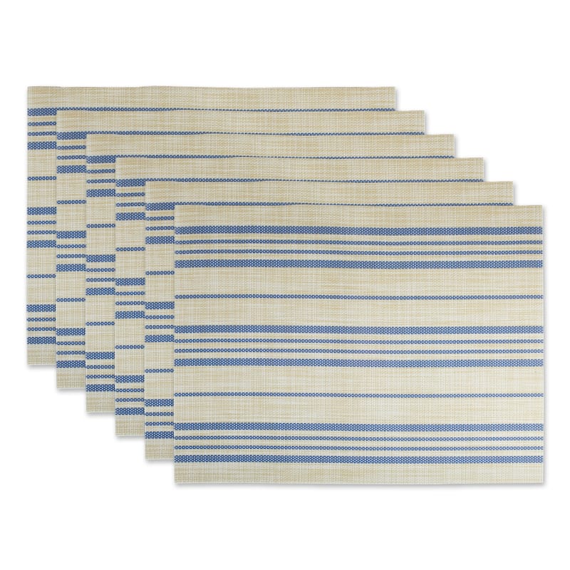 DII French Blue Farmhouse Stripe PVC Woven Placemat