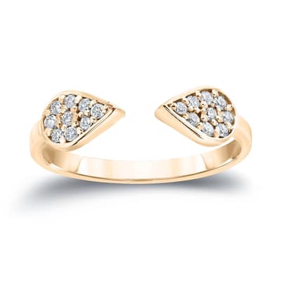 Auriya 14k Gold Stackable Teardrop Open Diamond Ring 1/5ct TW