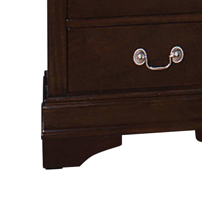 Brown/Brass 2 Drawer 21.5 in. W Nightstand with Sturdy Hardware and Ample Storage