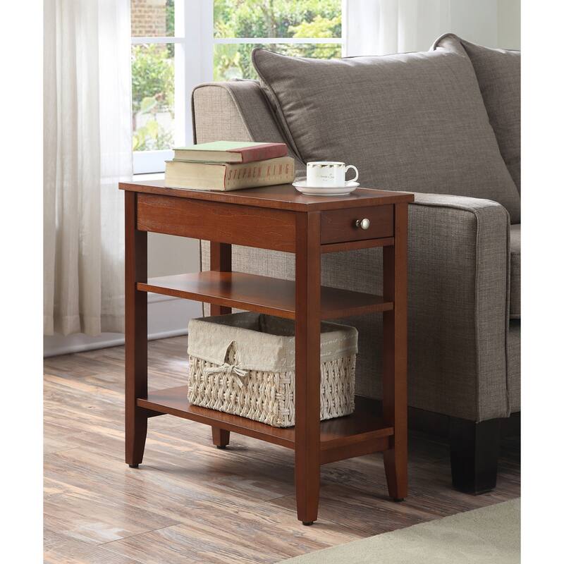 Convenience Concepts American Heritage 1 Drawer Chairside End Table with Shelves - Cherry
