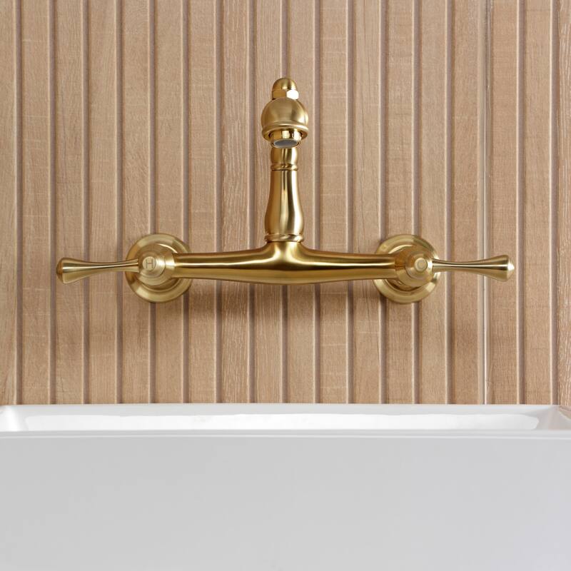 Kingston Brass English Country Two-Handle 2-Hole Wall Mount Bathroom Faucet