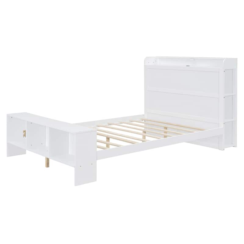 Full Size Platform Bed with LED Light and USB ports