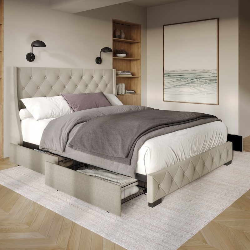Olympia Tufted Upholstered Storage Platform Bed