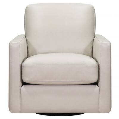 Dillon Swivel Leather Chair - Premium Top-Grain Leather, Goose Feather & Memory Foam Cushions, Kiln-Dried Solid Wood Frame