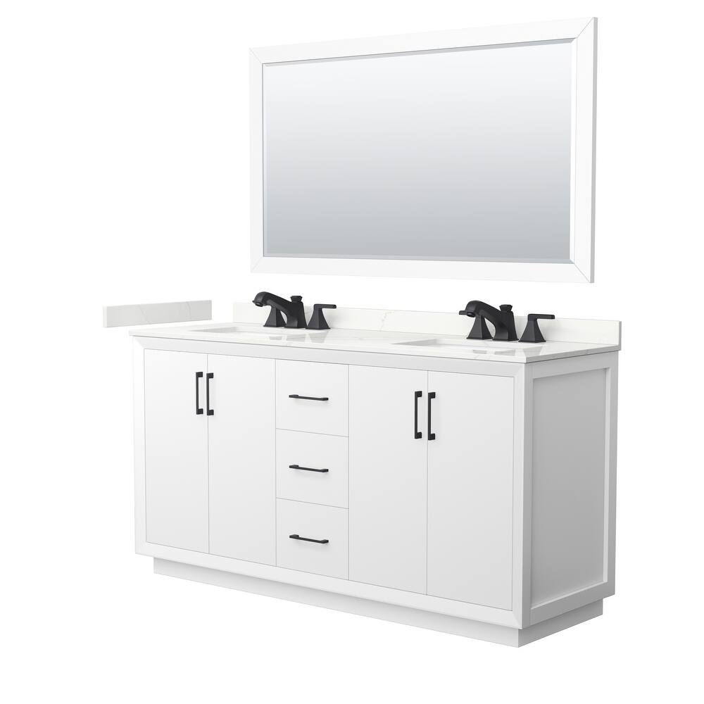 Strada 66-inch Double Vanity, Quartz Top, 58-inch Mirror