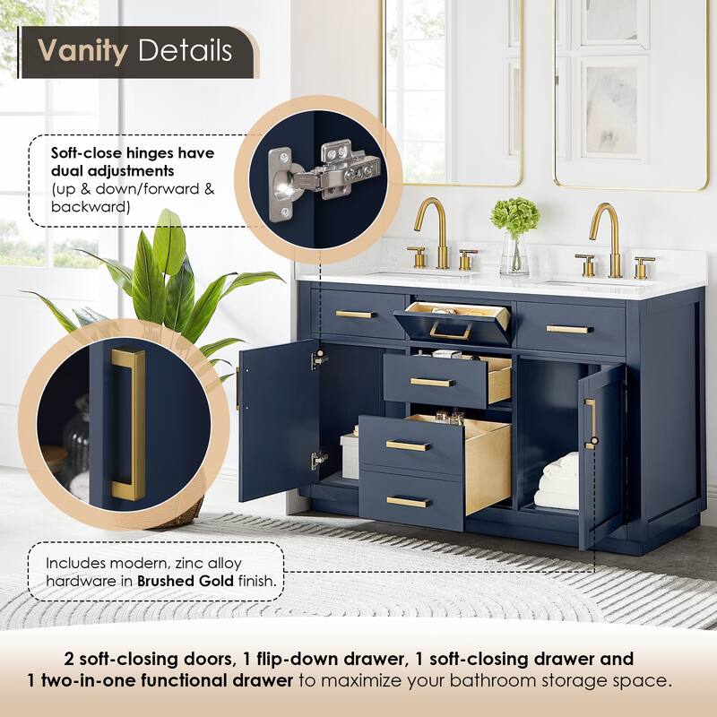 Altair Gavino Bath Vanity with Grain White Composite Stone Top and Mirror