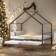 preview thumbnail 2 of 43, Metal Adorable House Full Size House Bed with Twin Size Trundle Bed,Kids and Baby
