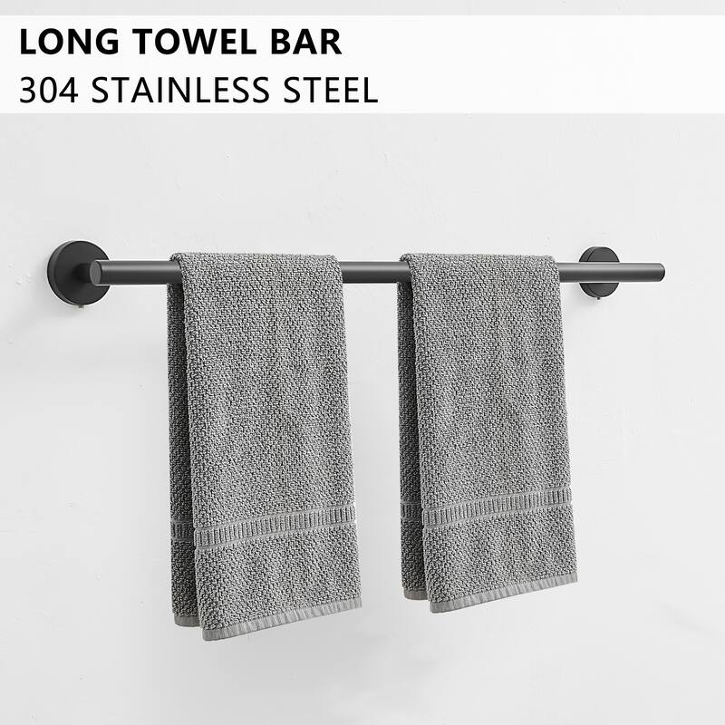 8 Piece Stainless Steel Bathroom Towel Rack Set Wall Mount in Black - 3.19"W×2"H