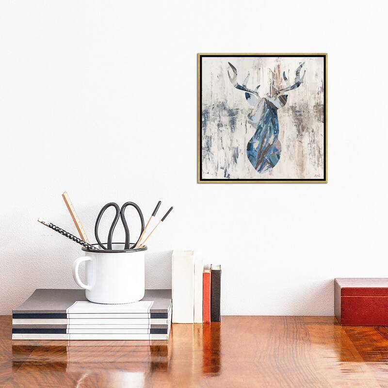 iCanvas "Blue Rhizome Deer Bust" by Ann Marie Coolick Framed Canvas Print
