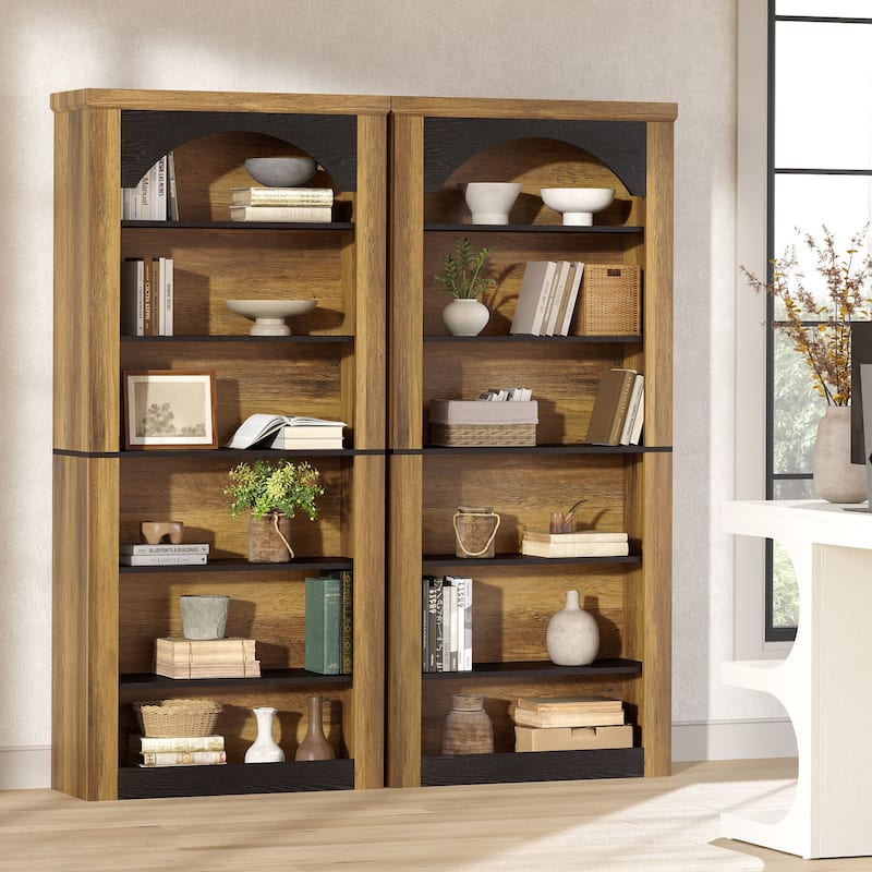Arched Bookcase, 70.9" Wooden Bookshelves, 6-Tier Modern Bookshelf