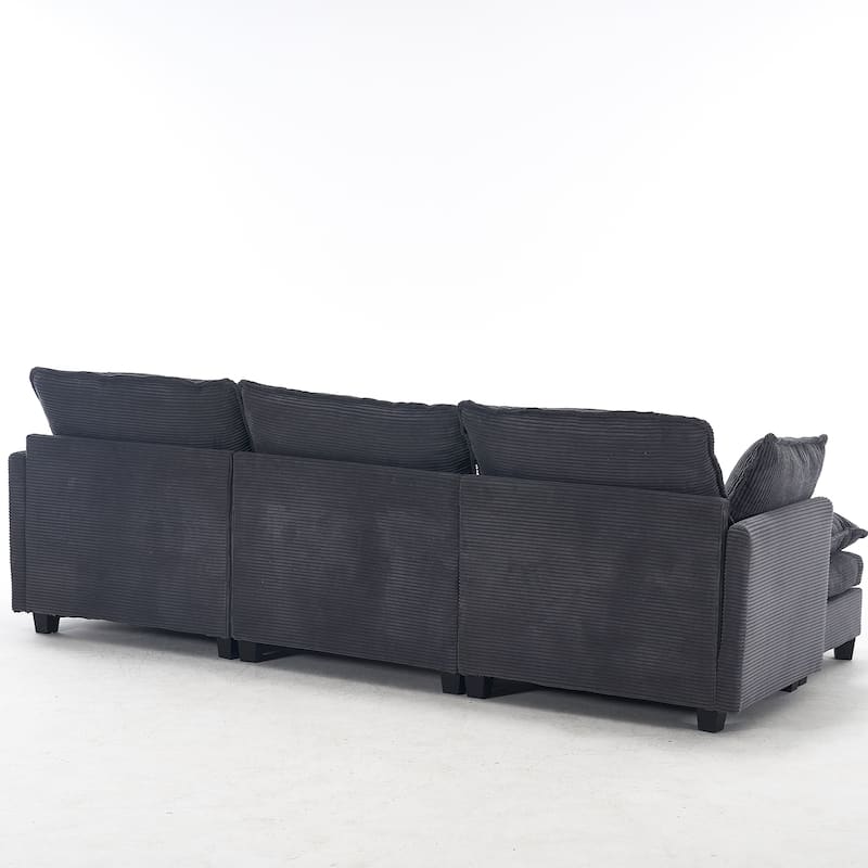 102" Velvet U-Shaped Sectional Sofa with Ottoman & Lumbar Pillows