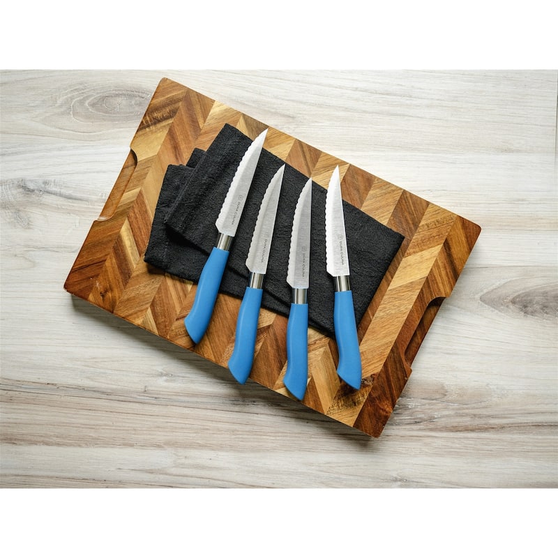 Dura Living EcoCut 4-Piece Steak Knife Set - High Carbon Micro-Serrated Stainless Steel Blades, Sustainable Ergonomic Handles