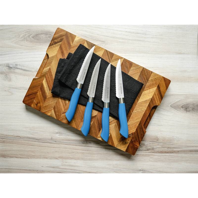Dura Living EcoCut 8-Piece Steak Knife Set - High Carbon Micro-Serrated Stainless Steel Blades, Sustainable Ergonomic Handles