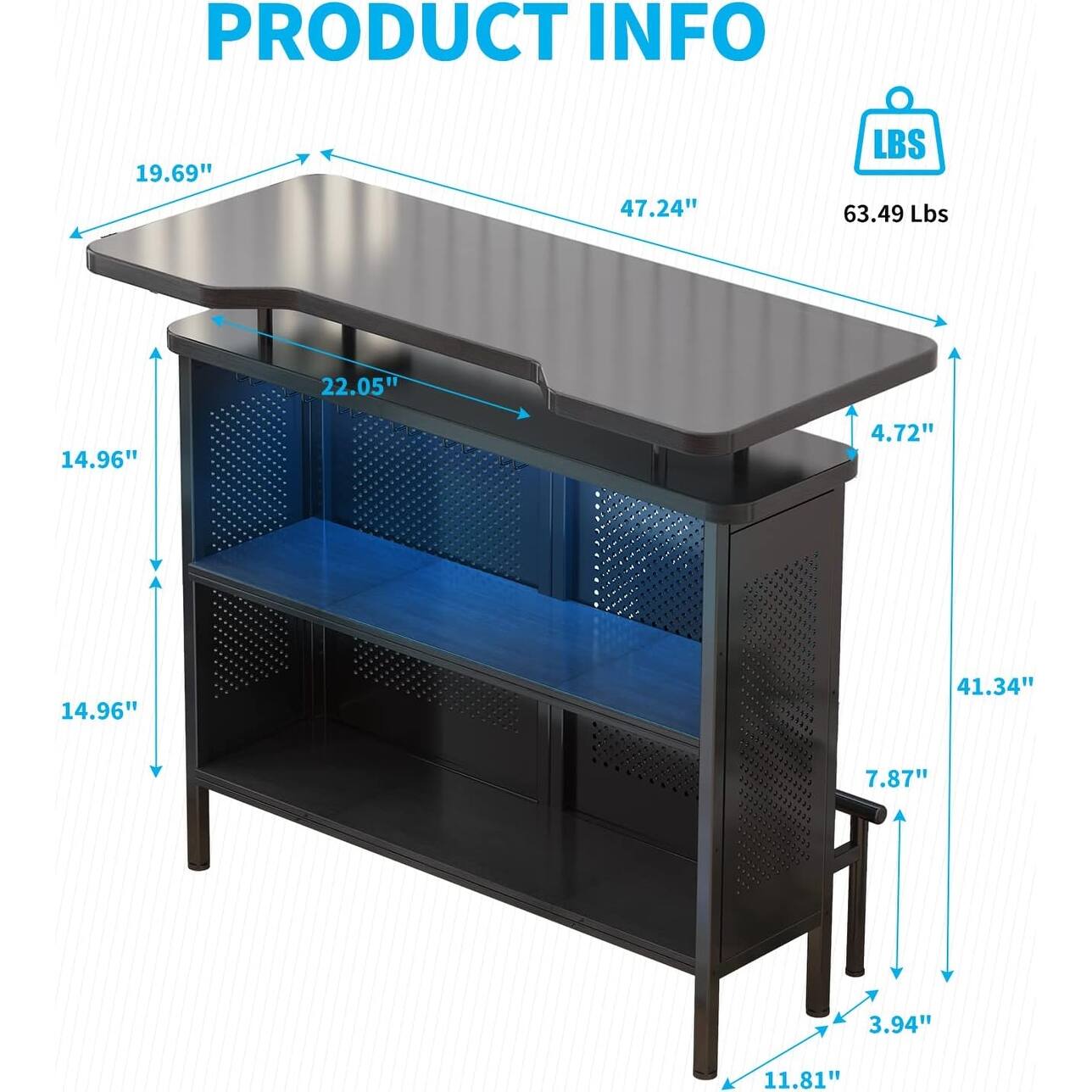 Mixoy 4 Tiers Storage Wine Bar Light Buffet Counter with Stemware Rack,Mini Liquor